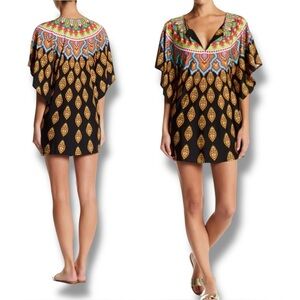Trina Turk Swim Coverup Moroccan Medallion Tunic Stretch Knit Colorful Print XS